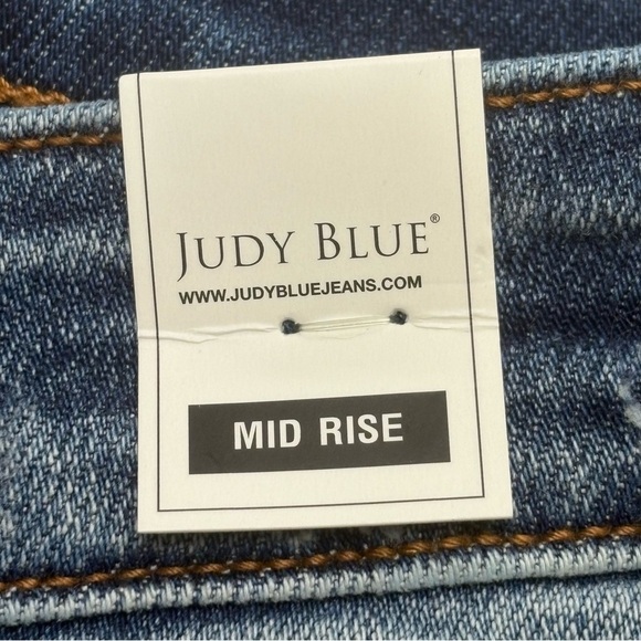 Judy Blue 2-Button Dad Shorts Size XL Distressed Medium Wash Stretch 152103 - Picture 11 of 12